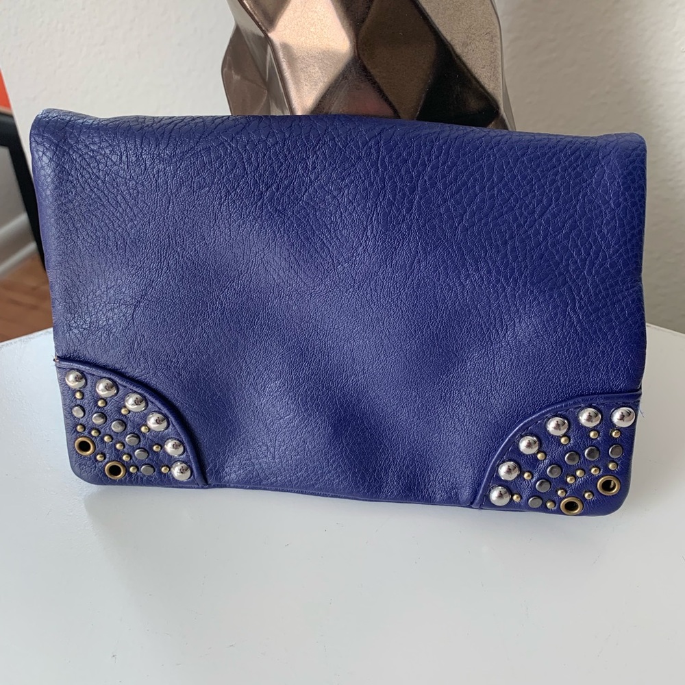 Navy Blue Foldover Clutch Crossbody